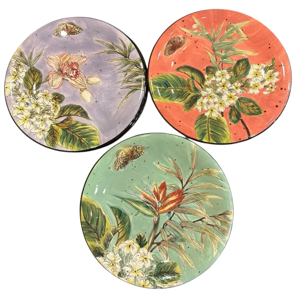 Certified International Pamela Gladding Salad Plates Botanical Butterfly - Picture 2 of 7
